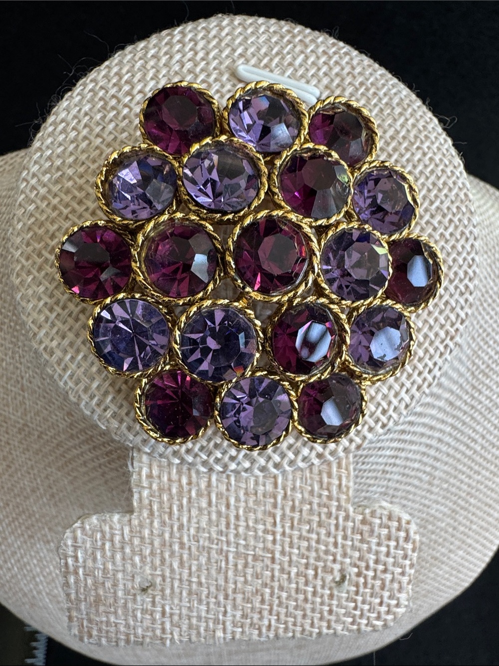 VTG Weiss Purple Rhinestone Cluster Brooch